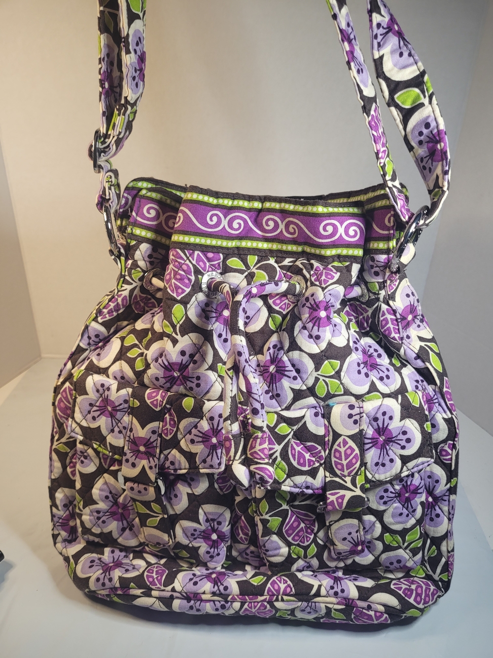 Vera Bradley Plum Petals Drawstring Crossbody Bag